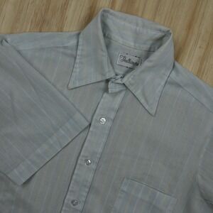 True VTG 70s Men's Stripe Dagger Button Shirt Disco Thalhimers USA‎ Fits L
